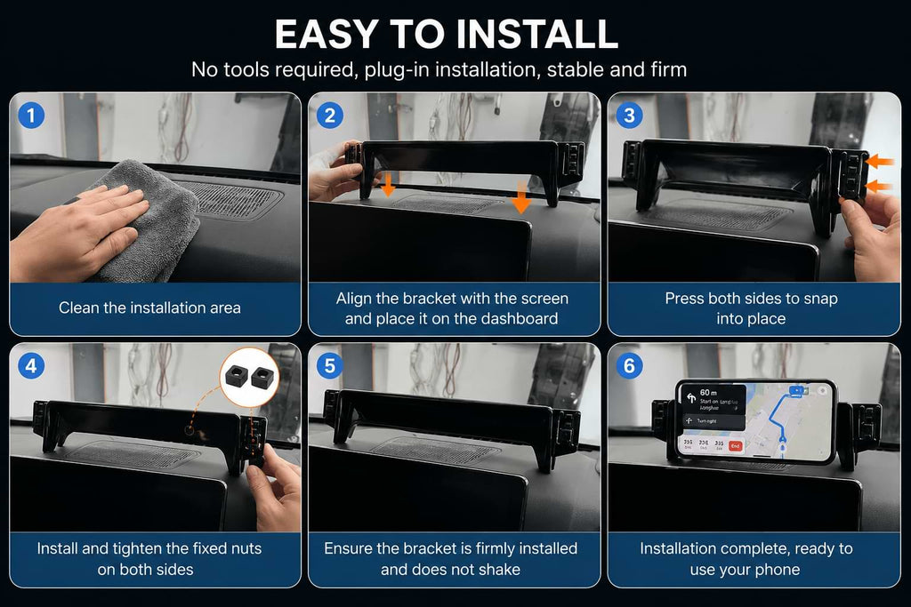 Installation process of BYD Shark 6 dashboard multimedia screen phone holder mount