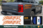 BYD Shark 6 Reflective Orange SHARK Sticker Installed