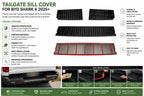 Installation guide infographic for BYD Shark 6 tailgate sill cover rear bumper protector