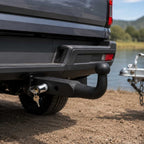Black trailer tow ball hitch with locking pin installed on BYD Shark 6 rear towing setup