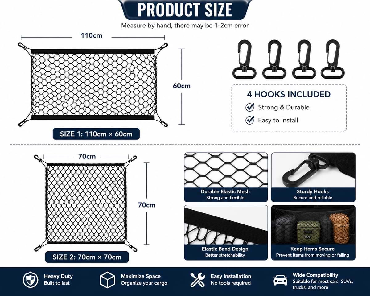 BYD Shark 6 Trunk Storage Net Size Guide