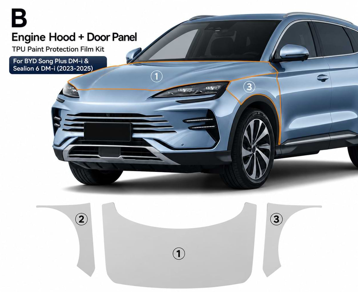 BYD Song Plus DM-i & Sealion 6 DM-i Hood and Front Fender TPU Paint Protection Film (2023-2025) | BYD Accessories Store