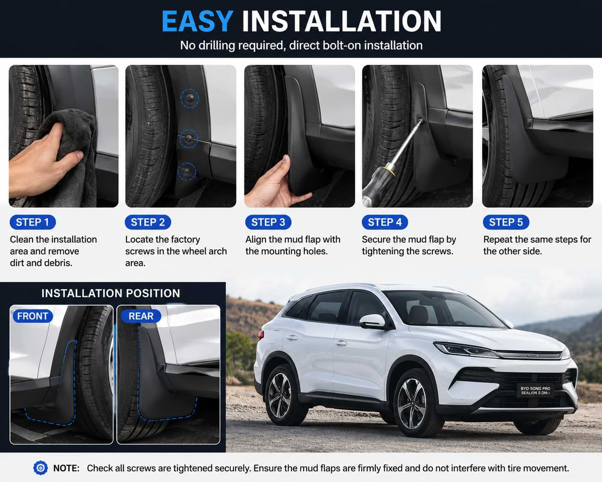 BYD Song Pro Sealion 5 DM-i 2026 Front and Rear Wheel Mud Flaps Splash Guards