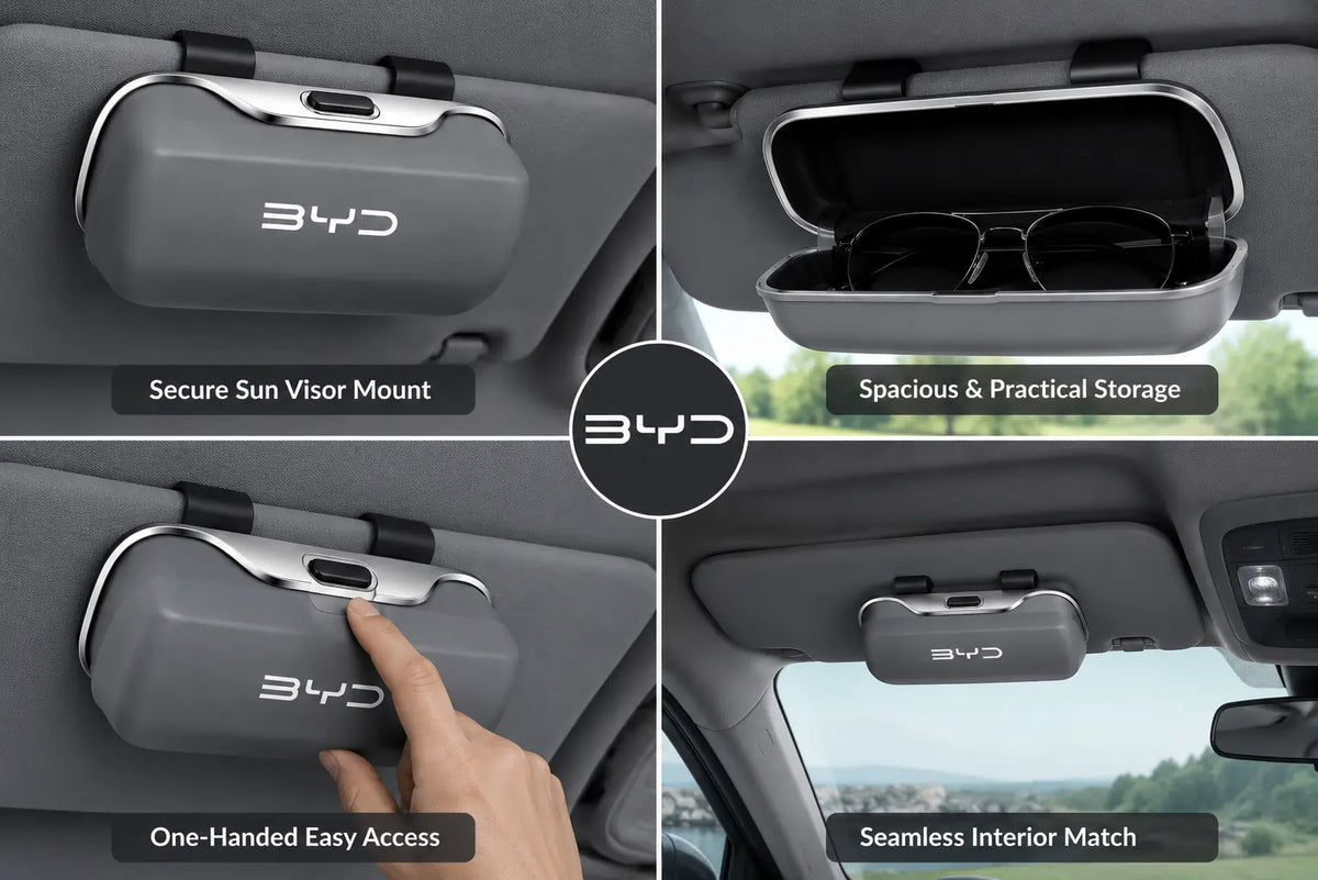 BYD Sun Visor Sunglasses Holder box| Glasses Storage Case for Atto 3, Seal, Dolphin & Han
