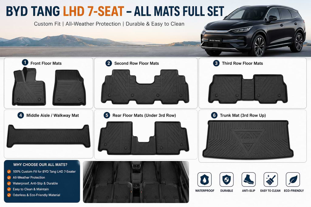 BYD Tang LHD 7-Seat All Mats Full Set | Custom Floor Mats & Trunk Mat