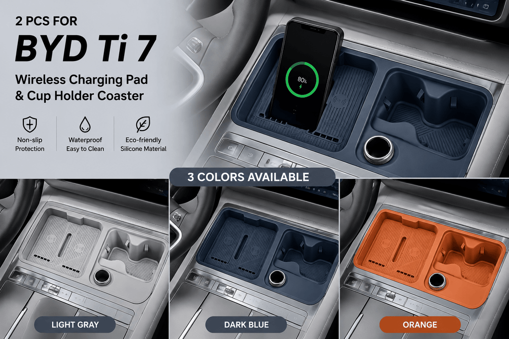 BYD Ti7 Titanium 7 2026 Wireless Charging Pad and Cup Holder Coaster 3 Colors