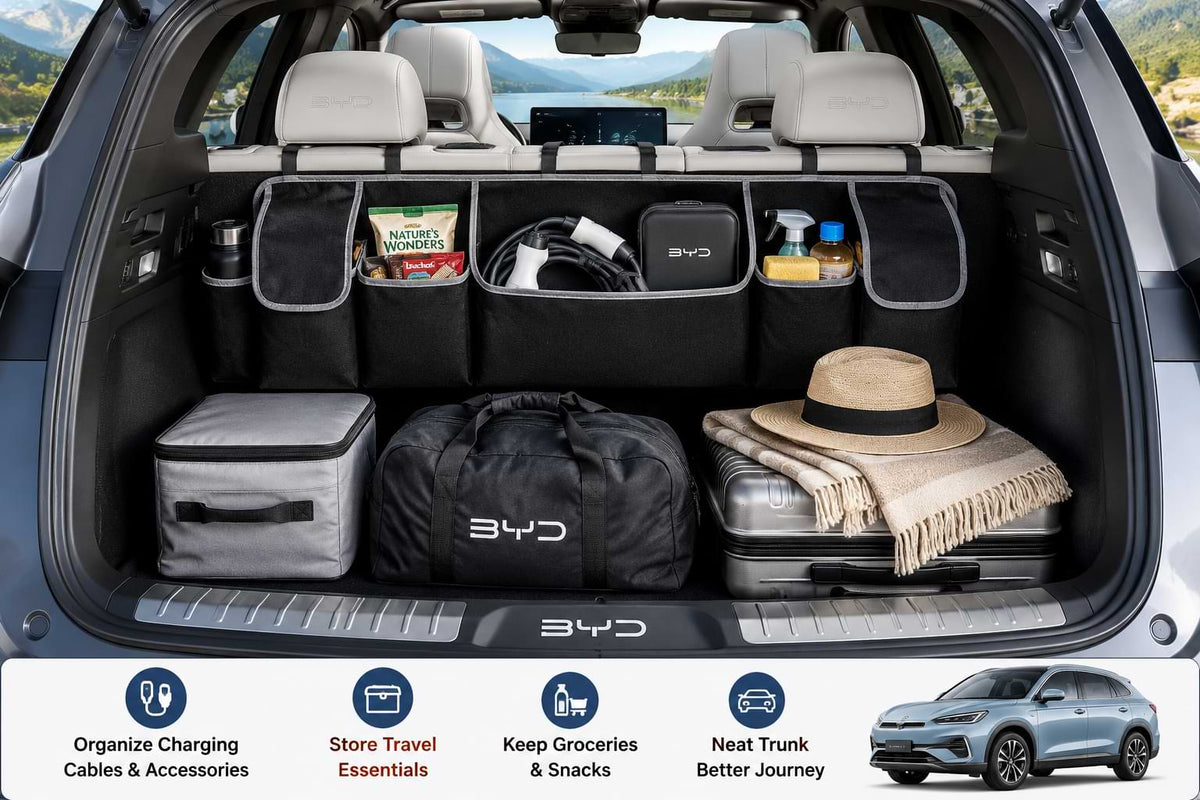 BYD Trunk Organizer for Road Trips, Travel Gear and Everyday Storage