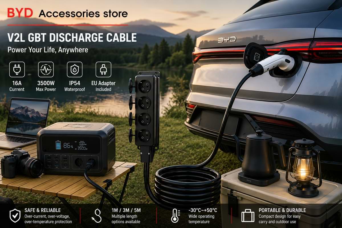 BYD V2L Outdoor Camping Power Cable Setup