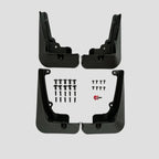 Black durable matte-finish mud flaps set with mounting screws for BYD car protection.
