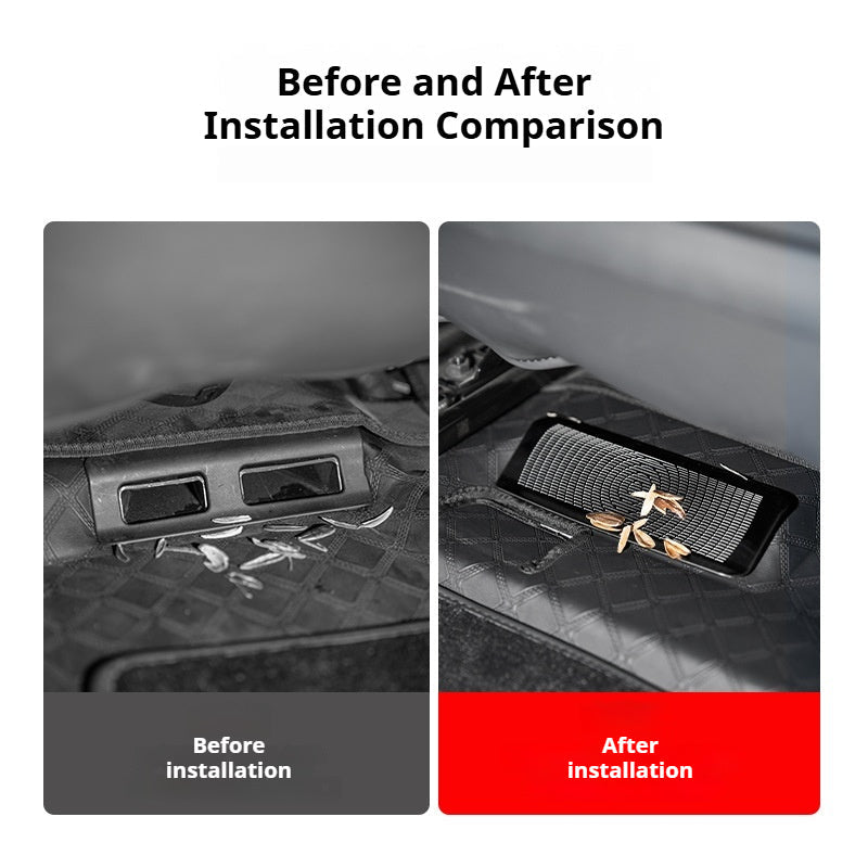 Before and After Protection for Denza B8 Rear AC Vent - Prevents Debris Falling In