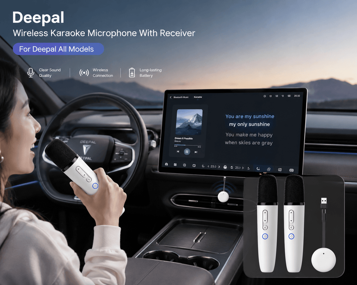 Deepal wireless karaoke microphone with receiver inside Deepal car