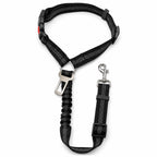 Black adjustable no pull dog harness with shock absorbing bungee leash and quick release buckle