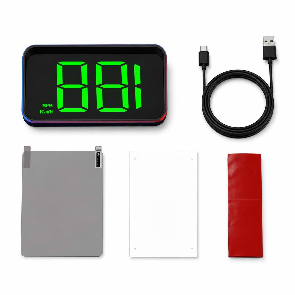 M2 GPS head up display kit with green LED digital speedometer and USB cable