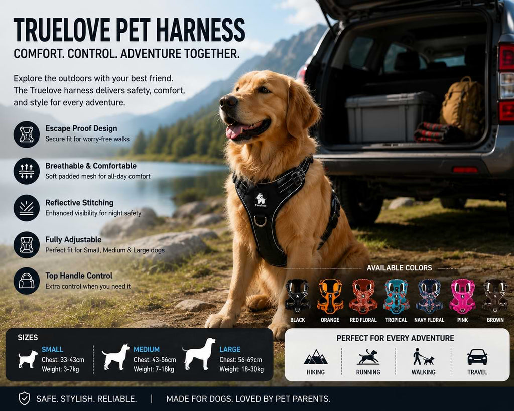 Truelove Adjustable Dog Harness for Outdoor Walking
